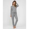 image:imageReal Essentials 2 Pack Womens Comfy Pajama Sets  Short amp Long Sleeve Ladies Loungewear Sleepwear PJs Available In PlusSet E Purple  Black