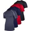 image:imageReal Essentials 4 Pack Mens Short Sleeve Compression TShirt Base Layer Undershirt Athletic Top Available in Big amp TallSet D