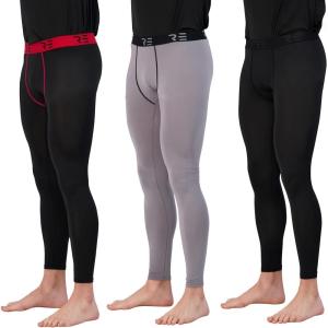 image:imageReal Essentials 3 Pack Mens Active Compression Pants  Workout Base Layer Tights Running Leggings Available in Big amp TallSet B
