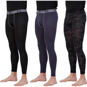 image:imageReal Essentials 3 Pack Mens Active Compression Pants  Workout Base Layer Tights Running Leggings Available in Big amp TallSet E