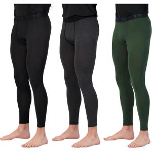 image:imageReal Essentials 3 Pack Mens Active Compression Pants  Workout Base Layer Tights Running Leggings Available in Big amp TallSet G