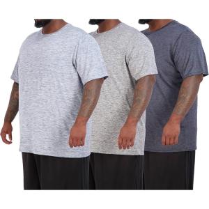 image:imageReal Essentials 3 Pack Mens Big amp Tall Tech Stretch LongSleeve amp ShortSleeve DryFit TShirt 3XT5XTShort Sleeve  Set 13