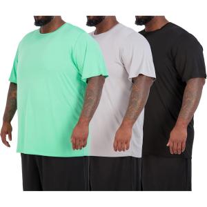 image:imageReal Essentials 3 Pack Mens Big amp Tall Tech Stretch LongSleeve amp ShortSleeve DryFit TShirt 3XT5XTShort Sleeve  Set 14
