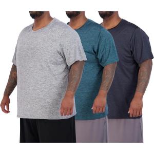 image:imageReal Essentials 3 Pack Mens Big amp Tall Tech Stretch LongSleeve amp ShortSleeve DryFit TShirt 3XT5XTShort Sleeve  Set 9