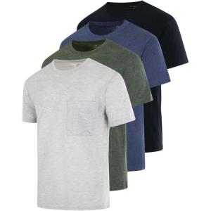 image:imageReal Essentials 4 Pack Mens Cotton Performance Short Sleeve Crew Neck Pocket TShirt Athletic Top Available in Big amp TallSet 2