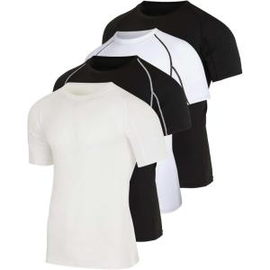 image:imageReal Essentials 4 Pack Mens Short Sleeve Compression TShirt Base Layer Undershirt Athletic Top Available in Big amp TallSet J