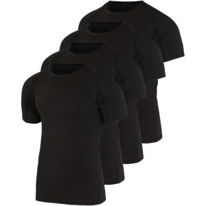 image:imageReal Essentials 4 Pack Mens Short Sleeve Compression TShirt Base Layer Undershirt Athletic Top Available in Big amp TallSet a