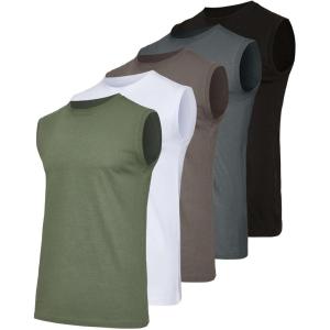 image:imageReal Essentials 5 Pack Mens Cotton Sleeveless Crewneck Tank Top Casual Shirts Tees Big amp Tall AvailableSet 2