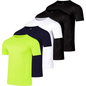 image:imageReal Essentials 5 Pack Mens Mesh Short Sleeve Crew Neck TShirt  Workout Gym Active Athletic Tee Big amp Tall AvailableSet 6