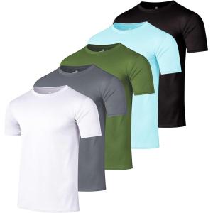 image:imageReal Essentials 5 Pack Mens Mesh Short Sleeve Crew Neck TShirt  Workout Gym Active Athletic Tee Big amp Tall AvailableSet 8