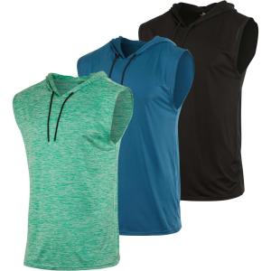image:imageReal Essentials 3 Pack Mens DryFit Active Hooded Tank Top  Workout Sleeveless Hoodie Drawstring Available in Big amp TallSet 7