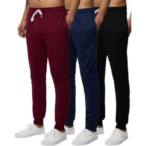 image:imageReal Essentials 3 Pack Mens French Terry Fleece Active Casual Jogger Sweatpants with Pockets Available in Big amp TallSet 2
