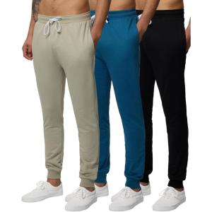 image:imageReal Essentials 3 Pack Mens French Terry Fleece Active Casual Jogger Sweatpants with Pockets Available in Big amp TallSet 3
