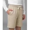 image:imageReal Essentials 4 Pack Boys Cotton French Terry Shorts with Pockets for Kids Teens Youth  Sleep Casual Lounge 418Set 4