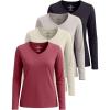 image:imageReal Essentials 4 Pack Womens Cotton Long Sleeve VNeck TShirts  Soft Casual Lounge Tee Tops Available in PlusSet 5