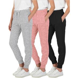 image:imageReal Essentials 3 Pack Girls Lounge Joggers Soft Athletic Performance Casual Sweatpants Ages 716Set 1