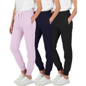 image:imageReal Essentials 3 Pack Girls Lounge Joggers Soft Athletic Performance Casual Sweatpants Ages 716Set 3