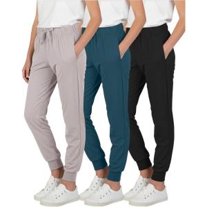 image:imageReal Essentials 3 Pack Girls Lounge Joggers Soft Athletic Performance Casual Sweatpants Ages 716Set 4