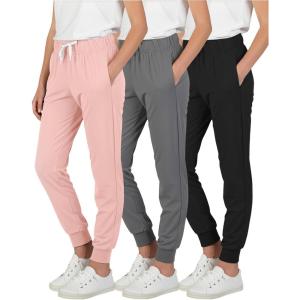 image:imageReal Essentials 3 Pack Girls Lounge Joggers Soft Athletic Performance Casual Sweatpants Ages 716Set 8