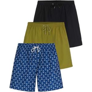 image:imageReal Essentials 3 Pack Mens QuickDry 7 Swim Trunks with Lining Board Shorts for Beach Available in Big amp TallSet 7