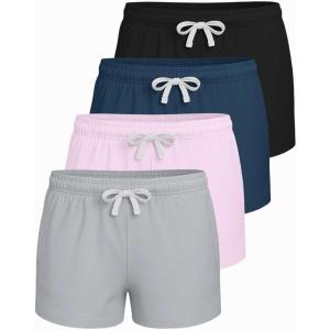 image:imageReal Essentials 4 Pack Girls French Terry Lounge Shorts  Ultra Soft PullOn Gym Camp Sports amp Everyday ShortsSet 4