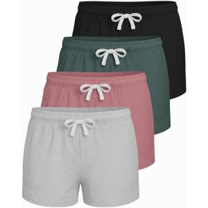 image:imageReal Essentials 4 Pack Girls French Terry Lounge Shorts  Ultra Soft PullOn Gym Camp Sports amp Everyday ShortsSet 6