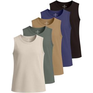image:imageReal Essentials 5 Pack Girls Breeze Tech Tank Tops  MoistureWicking Sports Dance amp Athletic Workout Sleeveless ShirtsSet 1