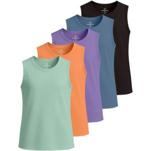 image:imageReal Essentials 5 Pack Girls Breeze Tech Tank Tops  MoistureWicking Sports Dance amp Athletic Workout Sleeveless ShirtsSet 4