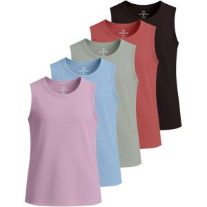 image:imageReal Essentials 5 Pack Girls Breeze Tech Tank Tops  MoistureWicking Sports Dance amp Athletic Workout Sleeveless ShirtsSet 6