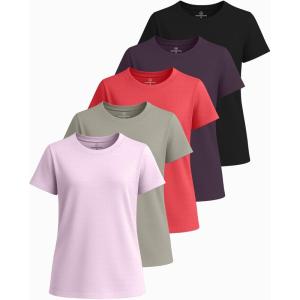 image:imageReal Essentials 5 Pack Girls Short Sleeve Breeze Tech Athletic Shirts  MoistureWicking Sports Gym Workout amp Dance TeesSet 4