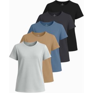 image:imageReal Essentials 5 Pack Girls Short Sleeve Breeze Tech Athletic Shirts  MoistureWicking Sports Gym Workout amp Dance TeesSet 5