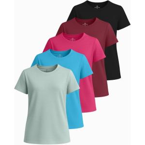 image:imageReal Essentials 5 Pack Girls Short Sleeve Breeze Tech Athletic Shirts  MoistureWicking Sports Gym Workout amp Dance TeesSet 6