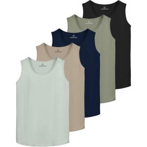 image:imageReal Essentials 5 Pack Mens DryFit Muscle Tank Top Sleeveless Shirts Workout Tees Athletic Gym Big amp Tall AvailableSet 2