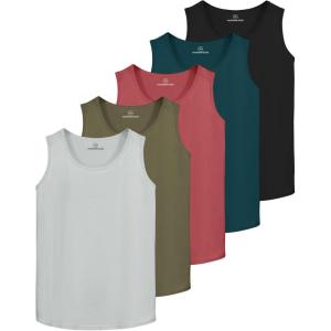 image:imageReal Essentials 5 Pack Mens DryFit Muscle Tank Top Sleeveless Shirts Workout Tees Athletic Gym Big amp Tall AvailableSet 3