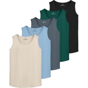 image:imageReal Essentials 5 Pack Mens DryFit Muscle Tank Top Sleeveless Shirts Workout Tees Athletic Gym Big amp Tall AvailableSet 4
