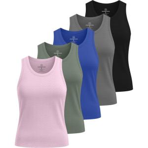 image:imageReal Essentials 5 Pack Womens Breeze Tech Racerback Tank Top  Sleeveless Workout Athletic Running Shirt Plus AvailableSet 2