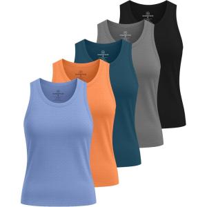 image:imageReal Essentials 5 Pack Womens Breeze Tech Racerback Tank Top  Sleeveless Workout Athletic Running Shirt Plus AvailableSet 3