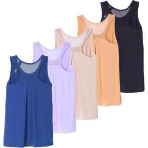 image:imageReal Essentials 5 Pack Womens Racerback Athletic Tank Top Mesh Back DryFit Sleeveless Shirt for Workout Running Gym PlusSet 4