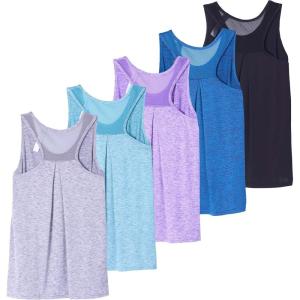 image:imageReal Essentials 5 Pack Womens Racerback Athletic Tank Top Mesh Back DryFit Sleeveless Shirt for Workout Running Gym PlusSet 5