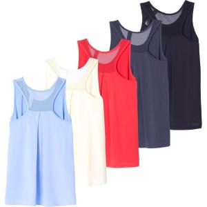 image:imageReal Essentials 5 Pack Womens Racerback Athletic Tank Top Mesh Back DryFit Sleeveless Shirt for Workout Running Gym PlusSet 6