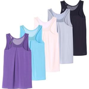 image:imageReal Essentials 5 Pack Womens Racerback Athletic Tank Top Mesh Back DryFit Sleeveless Shirt for Workout Running Gym PlusSet 8