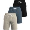 image:imageReal Essentials 3 Pack Mens Cotton 7 French Terry Lounge Sweat Shorts  Sleep Casual Shorts Pockets Big amp Tall AvailableSet 5