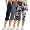 image:imageReal Essentials 3 Pack Womens Capri Open Bottom Sweatpants  Casual Lounge Athletic Workout Yoga Pants with Pockets PlusSet 2