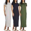 image:imageReal Essentials 3 Pack Womens Casual Short Sleeve Maxi TShirt Dress with Slit Available in Plus SizeSet 2