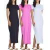 image:imageReal Essentials 3 Pack Womens Casual Short Sleeve Maxi TShirt Dress with Slit Available in Plus SizeSet 5