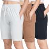 image:imageReal Essentials 3 Pack Womens Cotton Terry Jersey 9 Bermuda Shorts PocketsCasual Lounge Yoga Available in Plus SizeSet 3