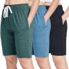 image:imageReal Essentials 3 Pack Womens Cotton Terry Jersey 9 Bermuda Shorts PocketsCasual Lounge Yoga Available in Plus SizeSet 7