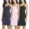 image:imageReal Essentials 3 Pack Womens Spaghetti Strap Tank Ribbed Mini Dress with Builtin Bra Summer Sundress Casual Lounge DressesSet 2