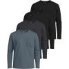 image:imageReal Essentials 4 Pack Boys Cotton Jersey Long Sleeve TShirt with Pocket  Kids Teens Youth Crew Neck Tee Top Ages 416Set 7