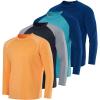 image:imageReal Essentials 4 Pack Boys Rash Guard Long Sleeve Swim Shirt UV Sun Protection Fishing amp Swimwear Tops for KidsLong Sleeve Set 2